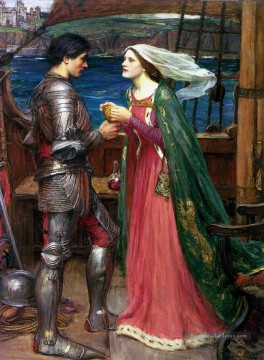 Tristan et Isolde partageant la potion femme grecque John William Waterhouse Peinture à l'huile